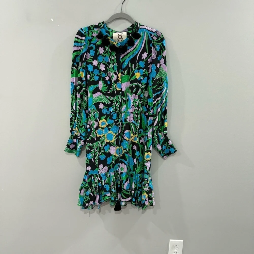 Figue Dress Ella Tassel Tiered Ruffle Mini in Floral Birdsong Print